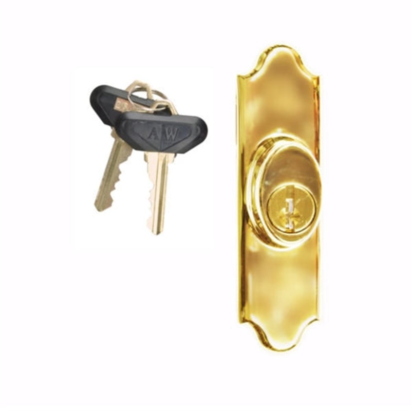 Andersen Covington Style - Exterior Keyed Lock with Keys (Left Hand) in Bright Brass