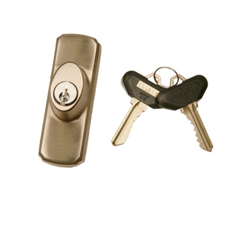 Andersen Newbury Style - Exterior Keyed Lock with Keys (Left Hand) in Antique Brass