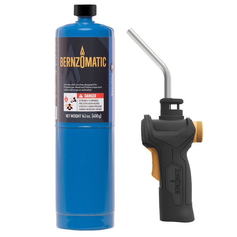 BernzOmatic TS3500KC Basic Torch Kit, Propane Gas, Adjustable, Triple Point, Webbed Flame, Trigger Start Ignition