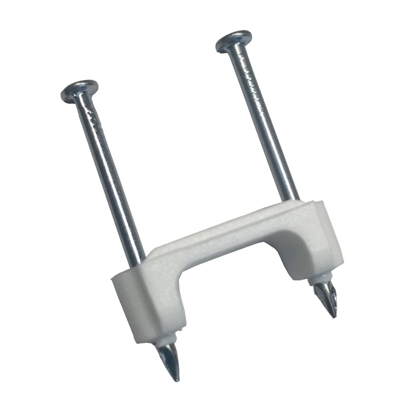 GB PS-1550T Non-Metallic Cable Staple, 1/2 in W Crown, Plastic Staple, White Insulation