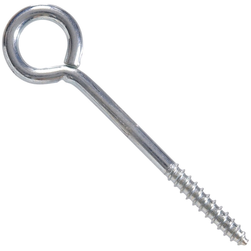 HARDWARE ESSENTIALS 321142 Exterior Lag Thread Eye Screw, Imperial, 1/4 in Eye ID, 3-1/4 in L, Steel, Zinc-Plated