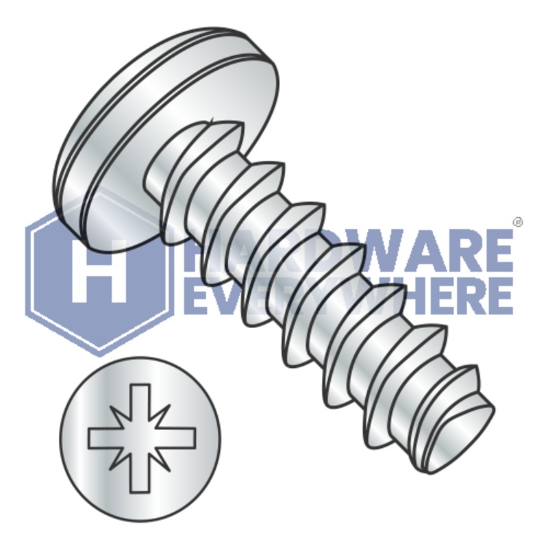 M3 X 16 Thread Forming Screws / Pozi / Pan Head / Steel / Zinc / Plastite (Blunt Tip) Alternate 48-2