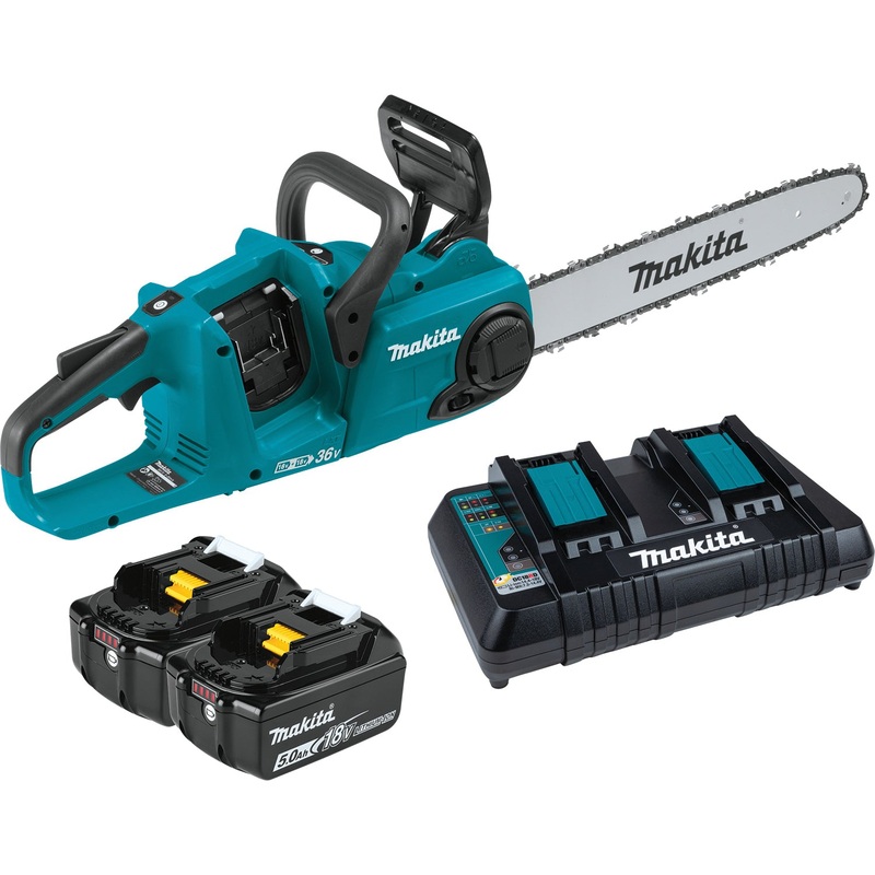 Makita XCU04PT Chainsaw Kit, Tool/Kit: Kit, 16 in L Bar, 36 V, Lithium-Ion Battery, 5 Ah, 32-1/4 in OAL