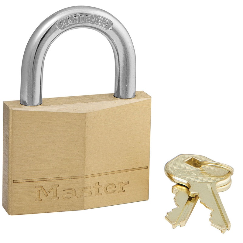 Master Lock 150D Padlock, 9/32 in Dia Shackle, 5-Pin Cylinder Locking Mechanism, Brass, Gold
