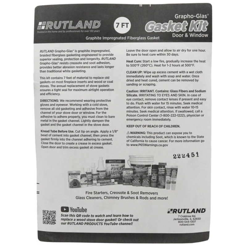 RUTLAND Grapho-Glas 96-6 Stove Gasket Kit