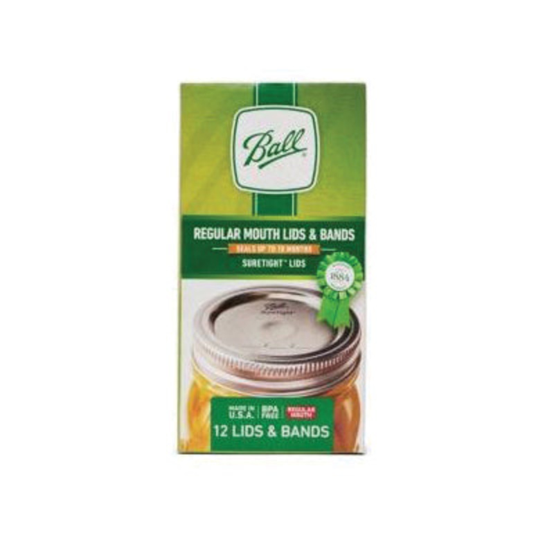 Ball 1440030060 Regular Mouth Jar Lid and Band, Canning Lid and Band Lid, Tin-Plated Steel Lid, 6 in H