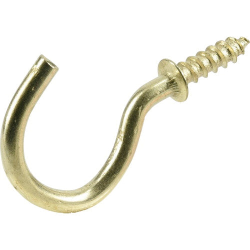 HARDWARE ESSENTIALS 851853 Cup Hook, 1 in Hook Opening, Brass, 4 lb Weight