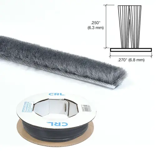CRL A11425C-CCP4 High Density Window Pile .250 Pile Height; .270 Backing Width -  4 inch Sample Gray