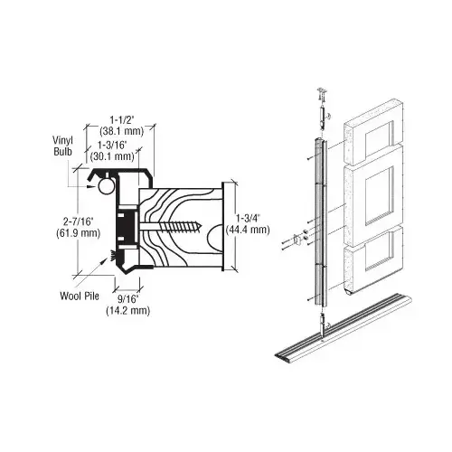 CRL WS059AV80 Satin Anodized Combination Astragal and Flush Bolt Assembly