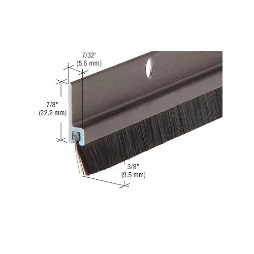 CRL WS257DV72 72" Extruded Dark Bronze Anodized and Nylon Brush Door 11/32" Bristle Weatherstrip