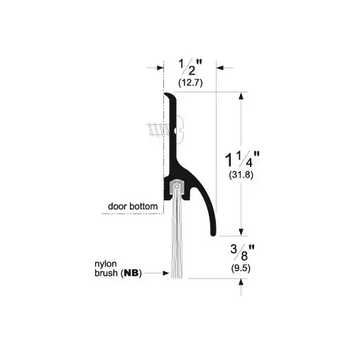 Pemko 3452CNB42 42" Aluminum Retainer with Rain Drip and Nylon Brush Clear Aluminum Finish
