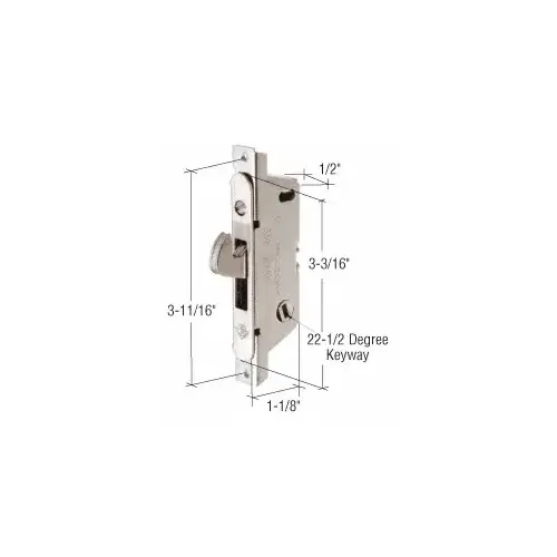 Adams Rite AR18479 1/2" Wide Round End Face Plate Mortise Lock for Doors and a 22-1/2 Degree Keyway
