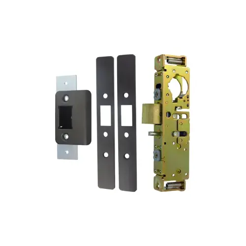 Adams Rite 4900-36-201-313 1-1/8" Backset Deadlatch - Heavy Duty, 4502 Strike, Flat and Radius Faceplates, Auxiliary Linchpin, 695/SP313 Anodized Dark Bronze