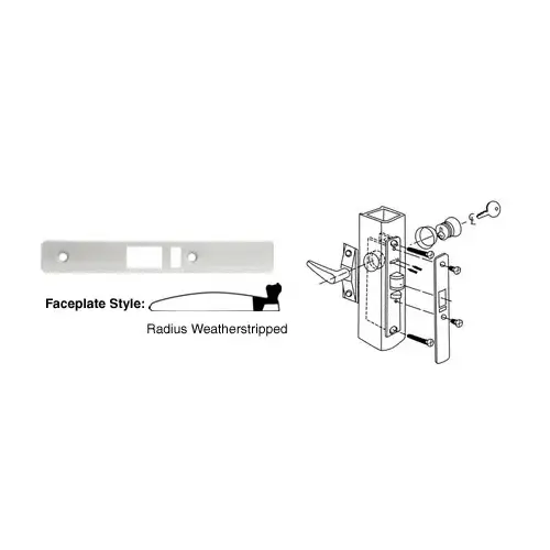 CRL DL2143A Aluminum Radius Weather-stripped Faceplate for DL2140 Deadlatch Locks