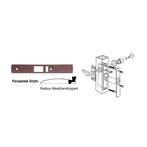 CRL DL2143DU Dark Bronze Radius Weather-stripped Faceplate for DL2140 Deadlatch Locks