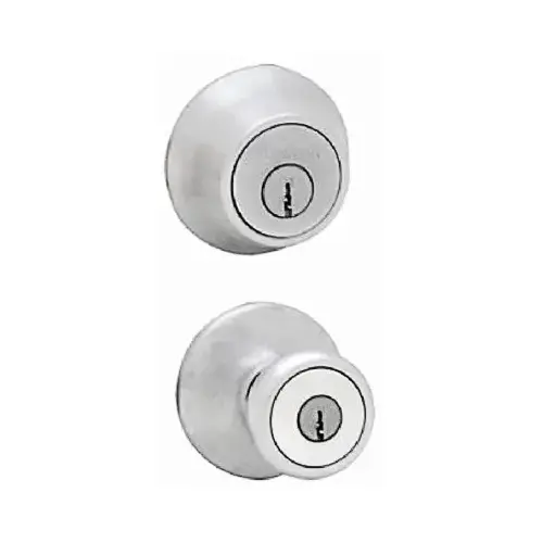 Kwikset 690T26DCP6ALRCSK6 Knob Lockset, 3 Grade, Keyed Key, Satin Chrome, 2-3/8 x 2-3/4 in Backset, K6 Keyway