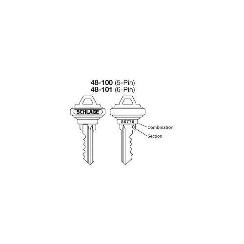 Schlage Commercial 48-101 ICA Cut Key for Construction Cores
