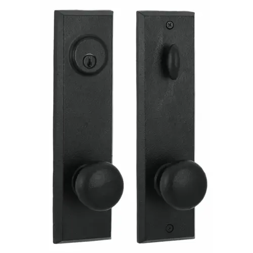 Weslock L7941F2F2SL2D  Left Hand Braughton Single Cylinder Deadbolt Passage Handle set with Wexford Knob Black Finish