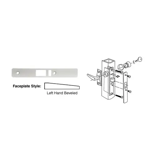 CRL DL2144A Aluminum Left Hand Beveled Faceplate for DL2140 Deadlatch Locks