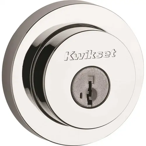 Kwikset 158RDT-26S Milan Round Single Cylinder Deadbolt SmartKey with RCAL Latch and RCS Strike Bright Chrome Finish