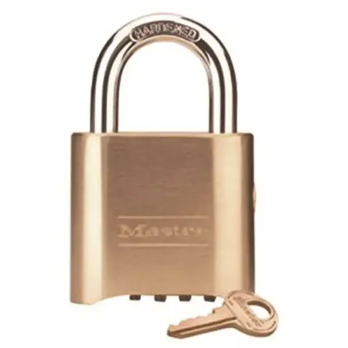 Master Lock 176 P781 2 in. Body Set-Your-Own Combination Padlock, Key Override Brass
