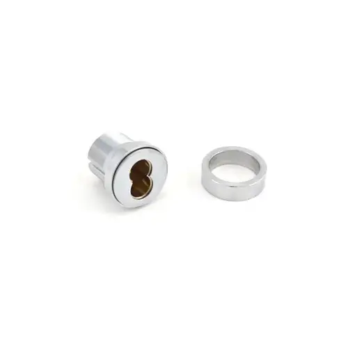 Schlage 80-103 625 Small Format Interchangeable Core Mortise Cylinder with Adams Rite Cam, Compression Ring, and 7/16" Blocking Ring Bright Chrome Finish