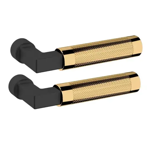 Baldwin L030M07MR Pair of L030 Mixed Finish Levers Less Rose with Satin Black Shank and Unlacquered Brass Grip Finish