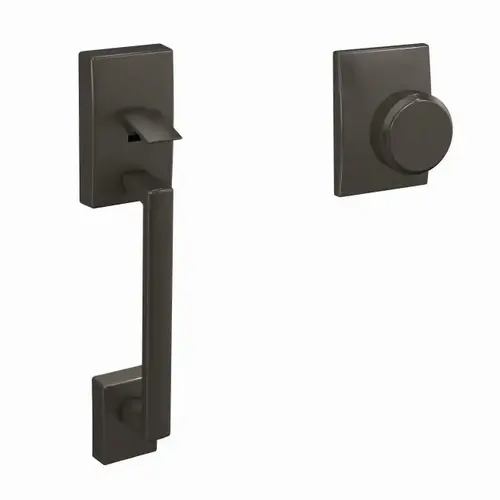 Schlage Custom FC285CEN530BWECEN Century with Bowery Knob with Century Rose Bottom Half Handleset with 16601 Latch and 10063 Strike Black Stainless Finish