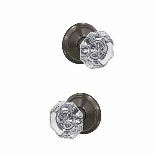 Schlage Residential FC21ALX530ALD Alexandria Glass Knob with Alden Rose Passage and Privacy Lock with 16600 Latch and 10027 Strike Black Stainless Finish