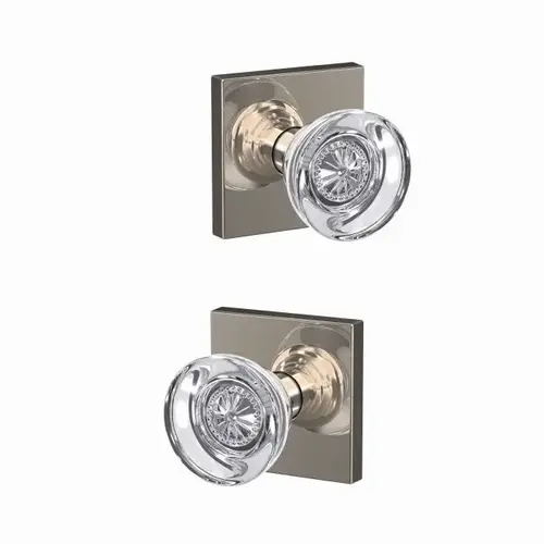 Schlage Residential FC21HOB618COL Hobson Knob with Collins Rose Passage and Privacy Lock with 16600 Latch and 10027 Strike Bright Nickel Finish