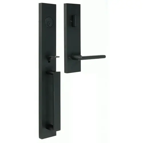 Weslock 02890-252SL2D  Xanthis Single Cylinder Handle set with Atlas Lever Trim with Adjustable Latch and Round and Square Corner Strikes Matte Black Finish