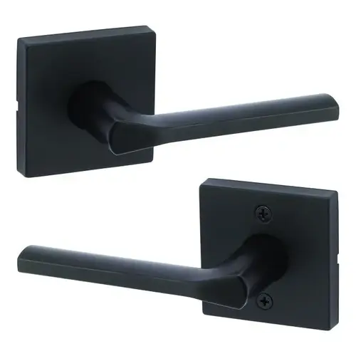 Kwikset 720LSLSQT-514 Lisbon Lever with Square Rose Passage Door Lock with 6AL Latch and RCS Strike Iron Black Finish