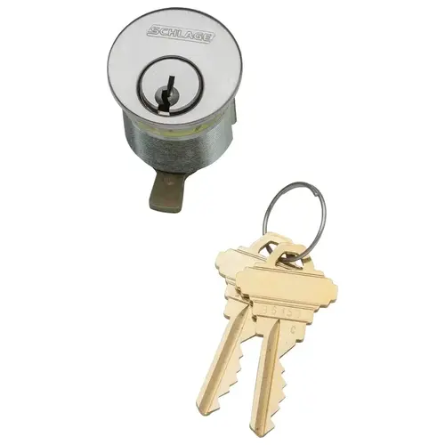 Schlage 26-021 1348 114 626 1-1/4 In. Mortise Cylinder, 6-pin, 1348 Keyway, Keyed Different, Straight Cam, Compression Spring, 2 Keys, Satin Chrome Finish, Non-handed Satin Chrome