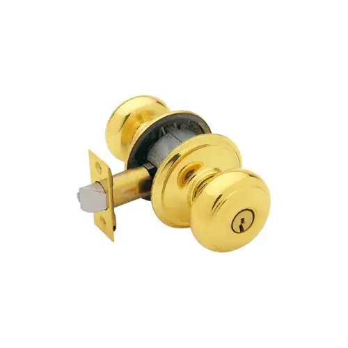 Schlage Lock F80GEO605 16-211 Storeroom Georgian Knob Grade 2, C Keyway, Triple Option Adjustable Backset, Bright Brass 605