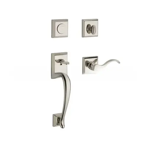 Baldwin Reserve FDNAPXCURRTSR055 Full Dummy Napa Handleset Right Hand Curve Lever and Traditional Square Rose Lifetime Bright Nickel Finish