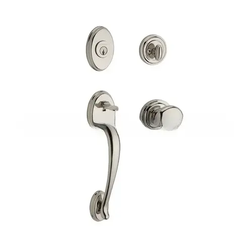 Baldwin Reserve SCCOLXROUTRR055S Single Cylinder Columbus Handleset Round Knob and Traditional Round Rose with 6AL Latch; Dual Strike; and SmartKey Lifetime Bright Nickel Finish