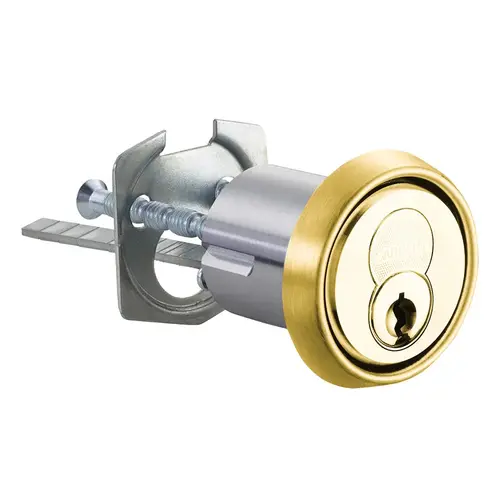 Sargent 70-34 3 Small Format 6 Pin Rim Cylinder Housing Less Interchangeable Core Bright Brass Finish