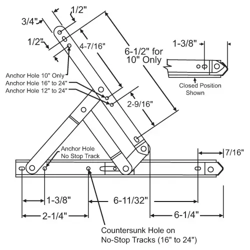 Brixwell 28-10-3-00 4 Bar Hinge Assembly with 77dg Opening Stainless Steel