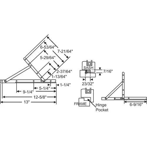 Brixwell 28-15-39 Concealed Hinge Assembly lower Left Upper Right 13in track Window Washability E-Gard