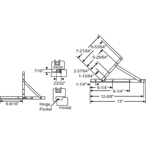 Brixwell 28-15-40ss Concealed Hinge Assembly upper Left Lower Right 13in track Window Washability Stainless Steel