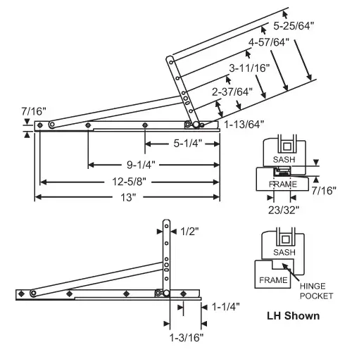 Brixwell 28-15-41 Concealed Hinge Assembly lower Left Upper Right 13in track Egress E-Gard