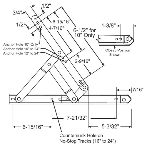 Brixwell 28-16-3-25 Concealed 4 Bar Hinge Assy with 49dg Stop Stainless Steel