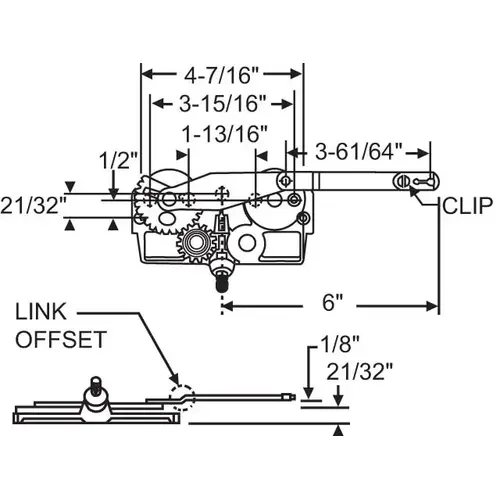 Brixwell 36-193 Dyad Arm Casement Operator truth Left Hand bent Arm