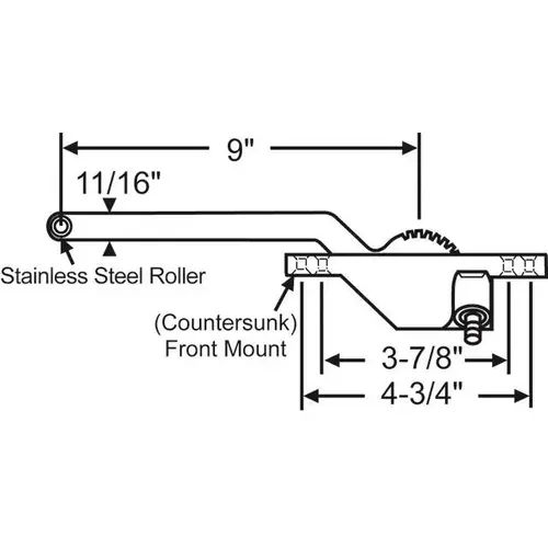Brixwell 36-221-1 Single Arm Casement Operator Bronze 9in Arm Truth Right Hand Handle Sold Seperately