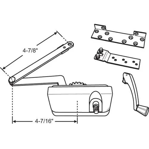 Brixwell 36-516rhowma Split Arm Casement Operator off White Metal Die Cast housing Stainless Steel Worm gear Kit With Brackets