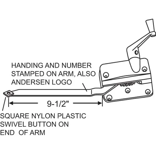 Brixwell 750-0566212 Casement Operator Bronze crank Handle Included 9-1/2in Arm Length