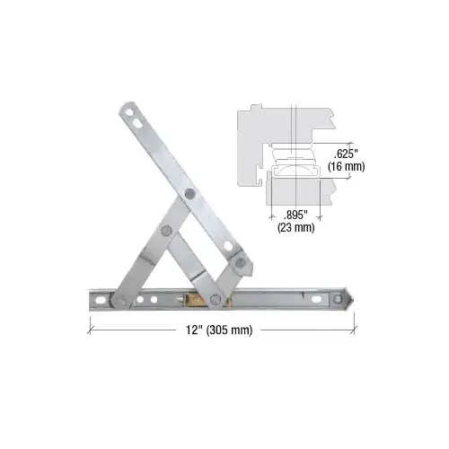 CRL 430212 12" 4-Bar Heavy-Duty Stainless Steel Friction Hinge Pair