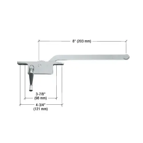 CRL 5258LHAL Aluminum 8" Left Hand Square Series Casement Window Operator