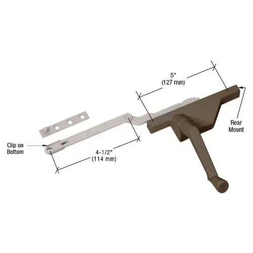CRL EP23089 Bronze Left Hand Dyad Casement Window Operator with 4-1/2" Link Arm