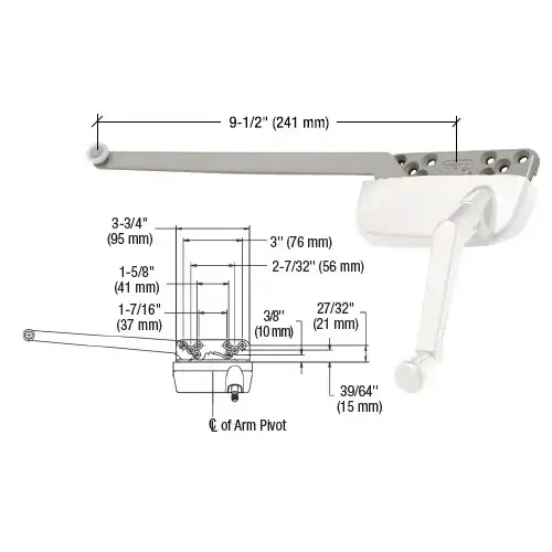 CRL EP24187 White Right Hand Ellipse Style Casement Operator with 9-1/2" Single Arm